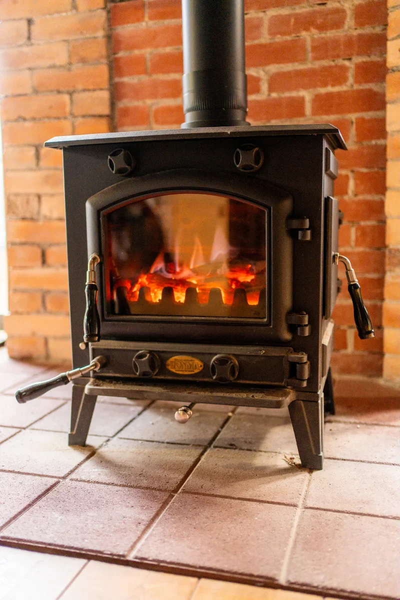 woodstove with fire inside 2