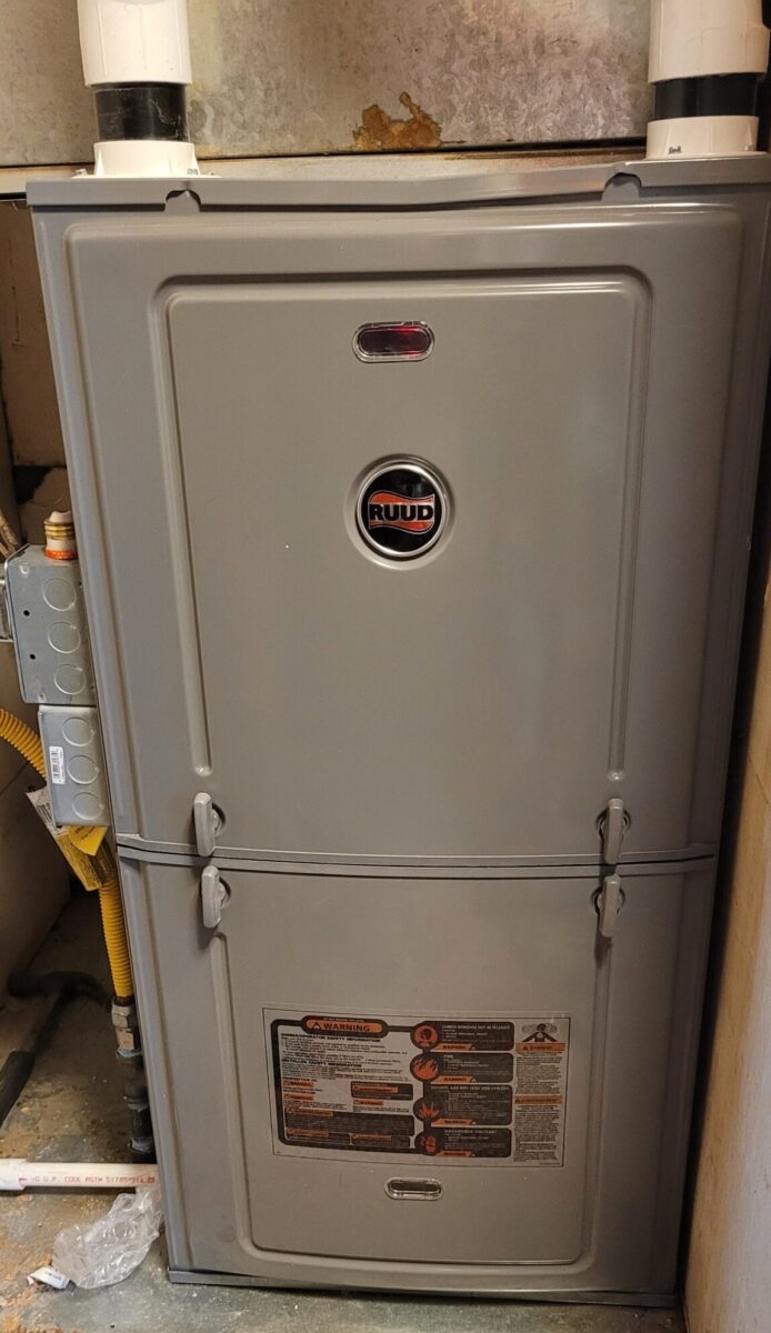 This Ruud 95% efficient 56k BTU furnace matched perfectly with the homeowner's needs.