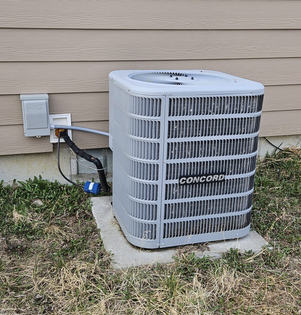Clean around the outside unit before turning on AC.